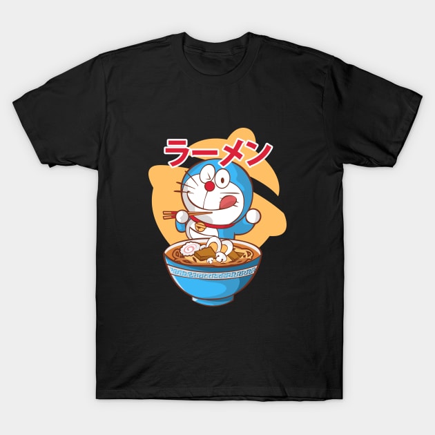 Doraemon Ramen Food Anime Tshirt T-Shirt by JDaneStore